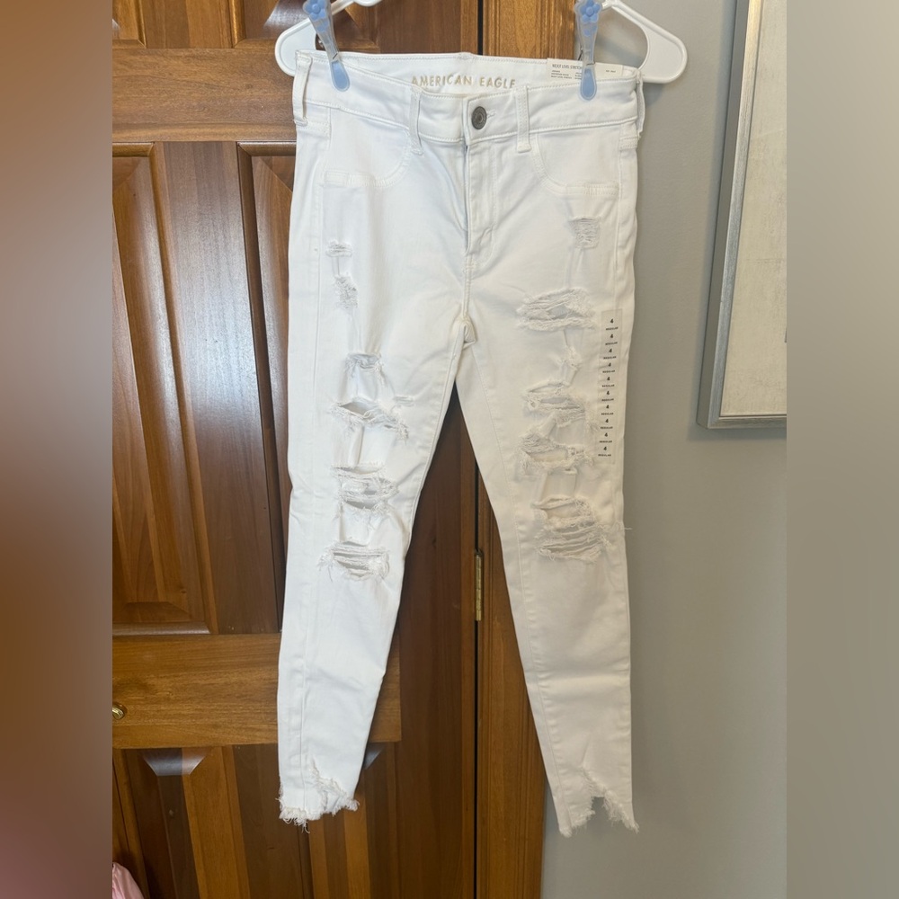 American Eagle NE(X)T LEVEL STRETCH Ripped White Jegging Jeans